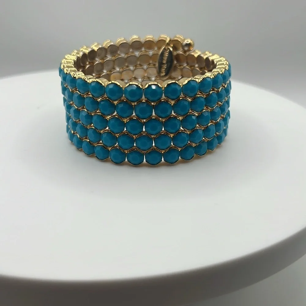 1349. Cara‎ New York Elegant Gold and Blue Wraparound Bracelet